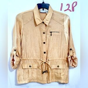 Alfred Dunner Utility Jacket in Gold with Stylish Design